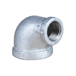 Malleable iron 90° reducing elbow